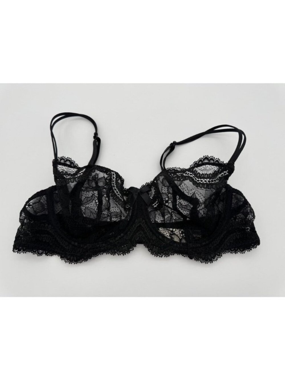 Simone Perele Avant Premiere Demi Lace Bra 110331 Black Underwire Sheer Size 32D